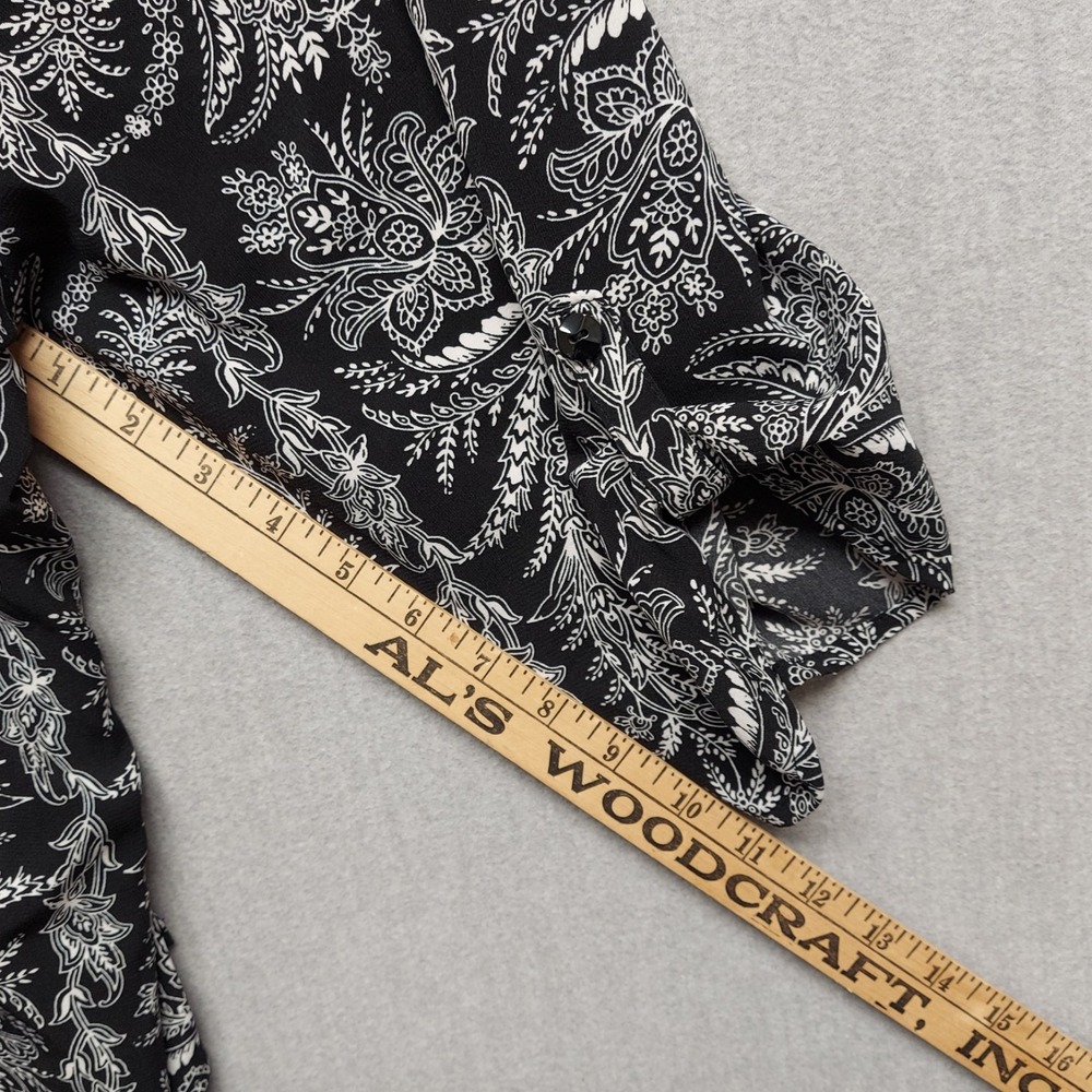 Catherines Button Womens Plus 3X WP Black White 3/4 Roll Tab Floral Tunic Boho - Picture 10 of 11